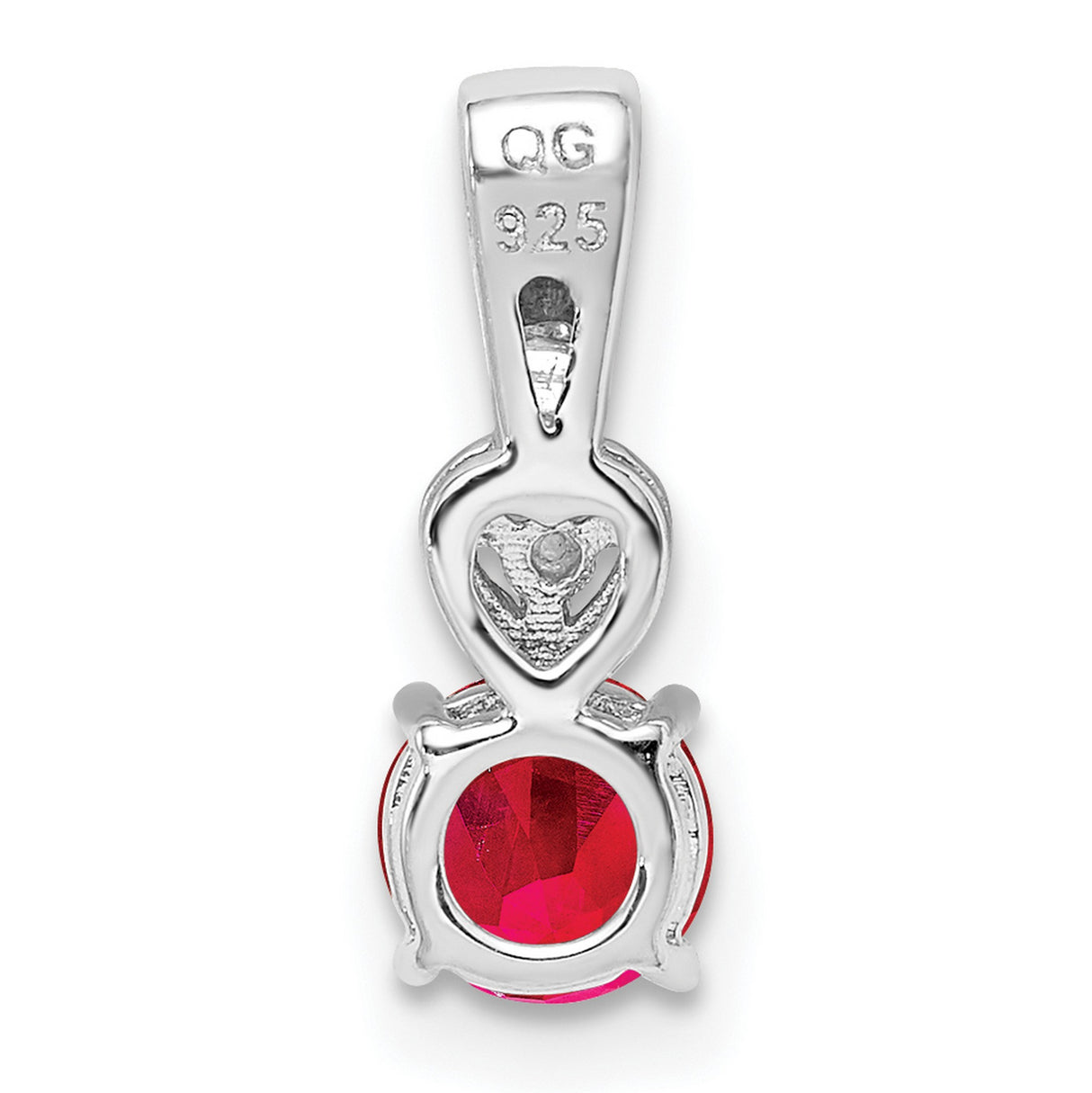 Ruby and Diamond Round 8x5mm 0.7ct Charm Pendant in Real 925 Sterling Silver