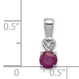 Ruby and Diamond Round 8x5mm 0.7ct Charm Pendant in Real 925 Sterling Silver