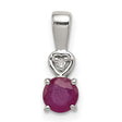 Ruby and Diamond Round 8x5mm 0.7ct Charm Pendant in Real 925 Sterling Silver