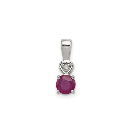 Sterling Silver Lion Head Pendant with Ruby and Diamond, Leo Zodiac Talisman for Women