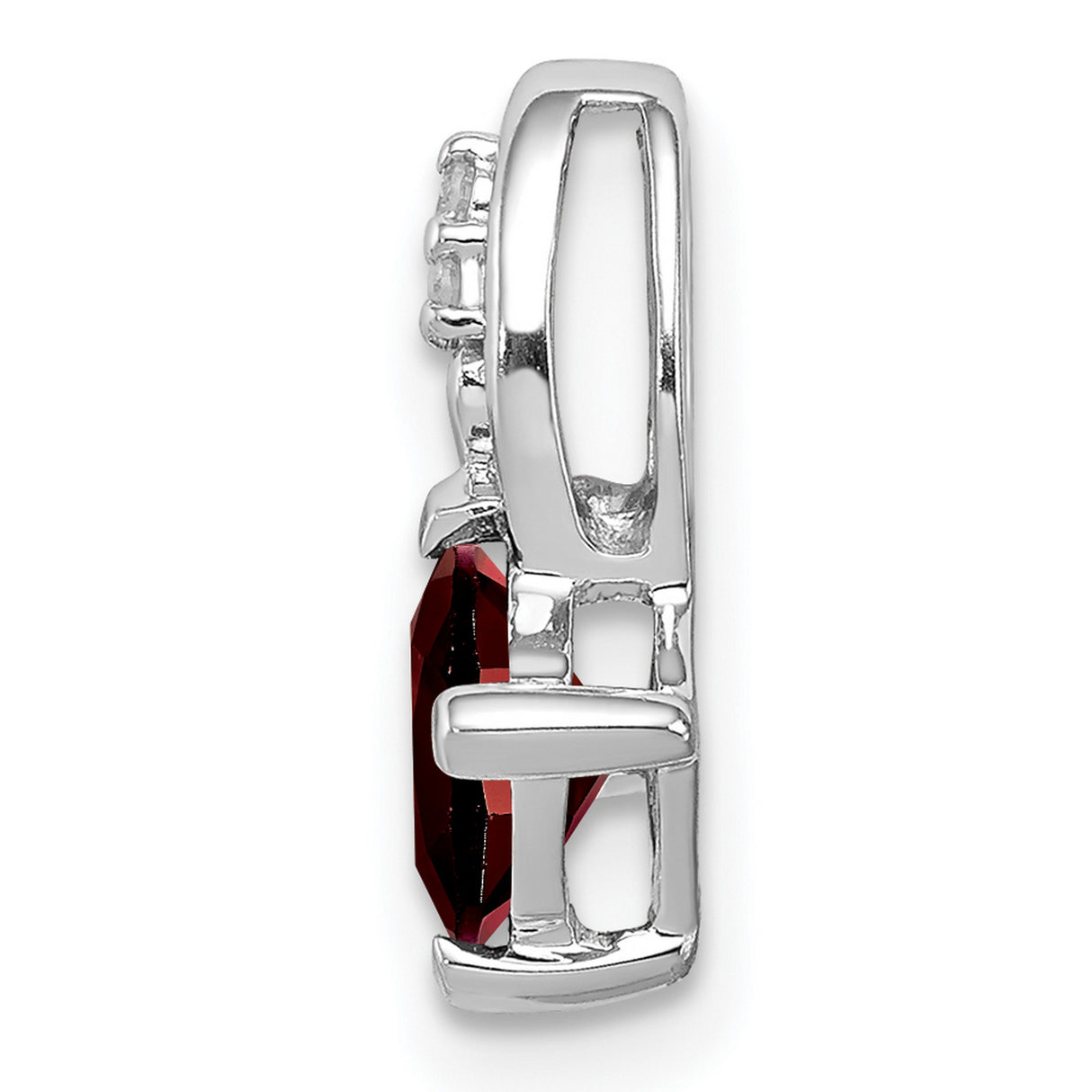 Garnet and Diamond Square 13x5mm 0.6ct Charm Pendant in Real 925 Sterling Silver