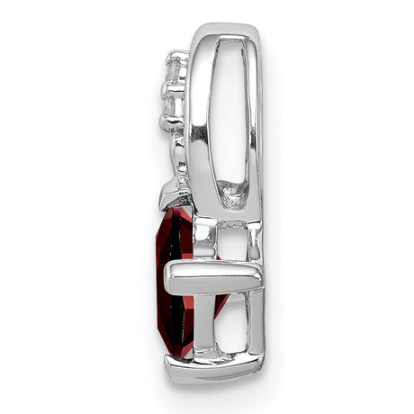 Garnet and Diamond Square 13x5mm 0.6ct Charm Pendant in Real 925 Sterling Silver
