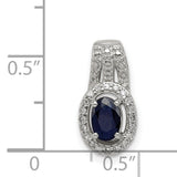 Sterling Silver Pendant with Dark Blue Sapphire and Halo Cubic Zirconia Accent for Women