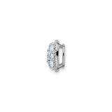 Sterling Silver Floral Pendant with Aquamarine in Symmetrical Flower Design, Vintage Style for Women