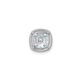 Sterling Silver Floral Pendant with Aquamarine in Symmetrical Flower Design, Vintage Style for Women
