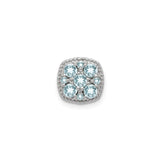 Sterling Silver Floral Pendant with Aquamarine in Symmetrical Flower Design, Vintage Style for Women