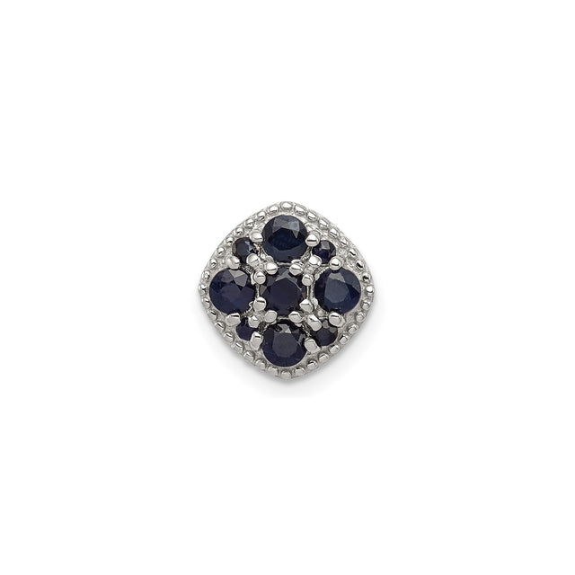 Sterling Silver Cushion Pendant with Sapphire Cluster, Square Design Jewelry for Women