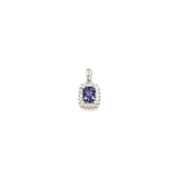 Sterling Silver Pendant with Cushion Cut Tanzanite and White Topaz Halo Design