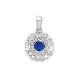 Sterling Silver Heart Pendant with Sapphire and White Topaz Accents, Romantic Jewelry for Women