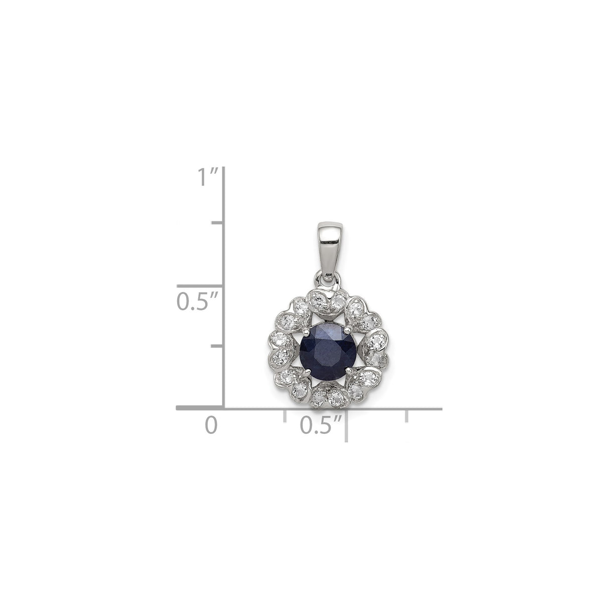Sterling Silver Heart Pendant with Sapphire and White Topaz Accents, Romantic Jewelry for Women
