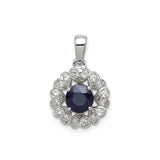 Sterling Silver Heart Pendant with Sapphire and White Topaz Accents, Romantic Jewelry for Women