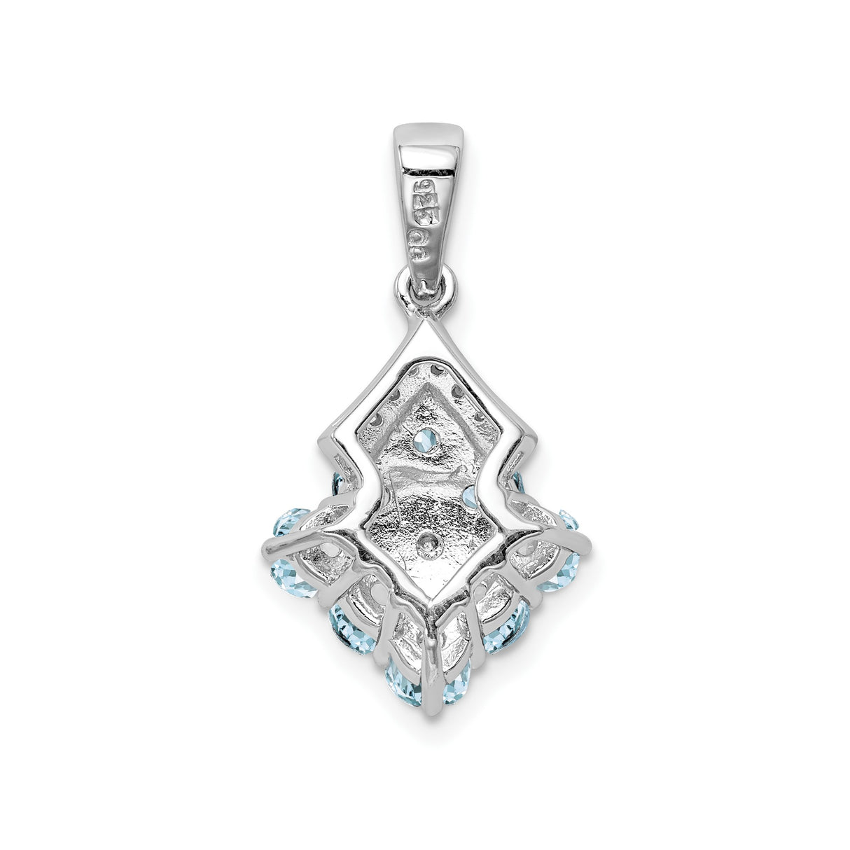 Sterling Silver Pendant with Aquamarine and Diamond Accents, Geometric Cluster Design for Women