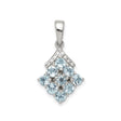 Sterling Silver Pendant with Aquamarine and Diamond Accents, Geometric Cluster Design for Women