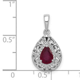 Ruby Teardrop 15x12mm 0.88ct Charm Pendant in Real 925 Sterling Silver