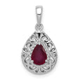 Ruby Teardrop 15x12mm 0.88ct Charm Pendant in Real 925 Sterling Silver