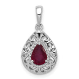 Ruby Teardrop 15x12mm 0.88ct Charm Pendant in Real 925 Sterling Silver
