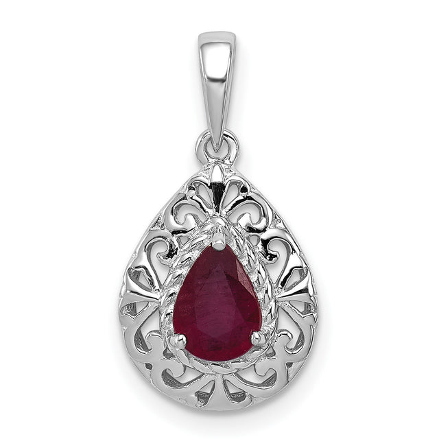 Ruby Teardrop 15x12mm 0.88ct Charm Pendant in Real 925 Sterling Silver
