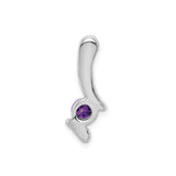 Sterling Silver Pendant with Round Cut Amethyst, Curved Minimalist Design for Women