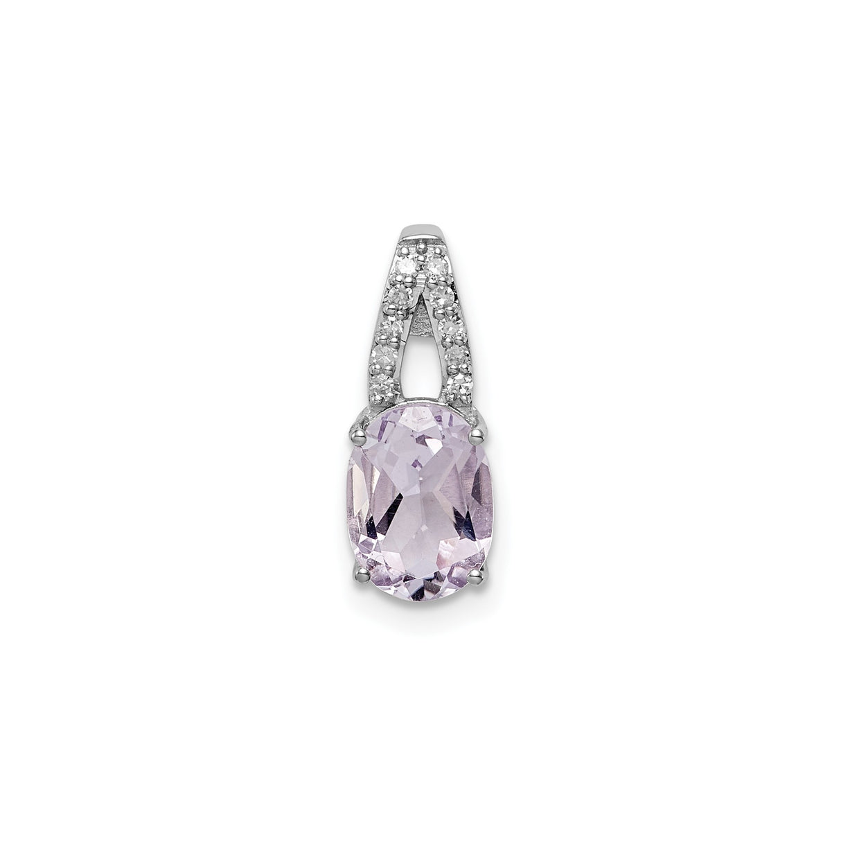 Sterling Silver Pendant with Rose de France Amethyst and Diamond Accents, Minimalist Formal Style