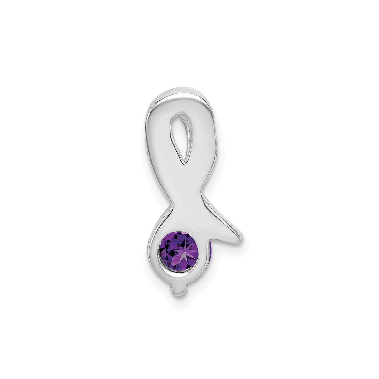 Sterling Silver Pendant with Amethyst, Abstract Swirl Design, Modern Minimalist Style