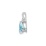 Sterling Silver Teardrop Pendant with Swiss Blue Topaz and Diamond Accents, Womens Dainty Charm