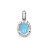 Sterling Silver Pendant with Swiss Blue Topaz, Oval Halo Design for Women
