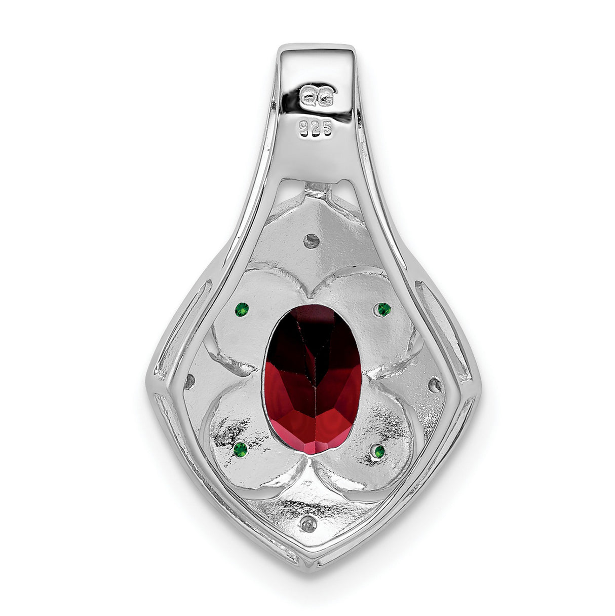 Garnet and Diamond Oval 21x13mm 0.87ct Charm Pendant in Real 925 Sterling Silver