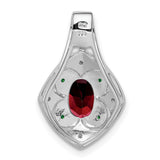 Garnet and Diamond Oval 21x13mm 0.87ct Charm Pendant in Real 925 Sterling Silver