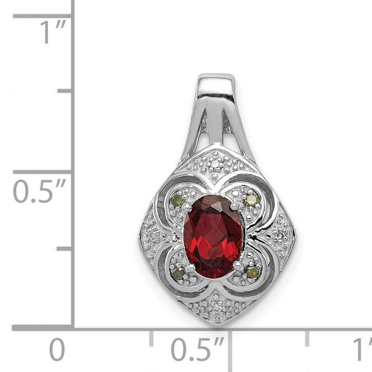 Garnet and Diamond Oval 21x13mm 0.87ct Charm Pendant in Real 925 Sterling Silver