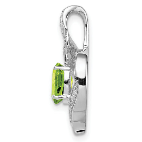 Sterling Silver Pendant with Peridot and Diamond Accents, Twist Swirl Design, August Birthstone Jewelry