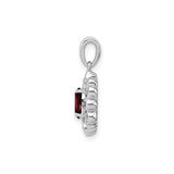 Sterling Silver Pendant with Garnet and Diamond, Filigree Scrollwork, Vintage Gothic Style