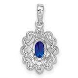 Sterling Silver Pendant with Sapphire and Diamond, Heart Detail, Vintage-Inspired Design
