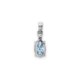 Sterling Silver Pendant with Oval Aquamarine and Diamond Accent, Minimalist Womens Jewelry
