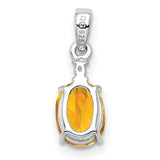 Sterling Silver Pendant with Oval Cut Citrine and Diamond Accent, November Birthstone Jewelry
