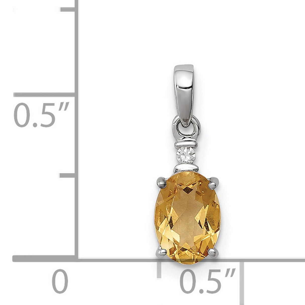 Sterling Silver Pendant with Oval Cut Citrine and Diamond Accent, November Birthstone Jewelry