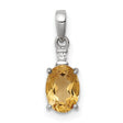 Sterling Silver Pendant with Oval Cut Citrine and Diamond Accent, November Birthstone Jewelry
