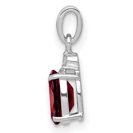 Sterling Silver Pendant with Garnet and Diamond Accent, Oval January Birthstone Jewelry for Women