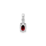 Sterling Silver Pendant with Garnet and Diamond Accent, Oval January Birthstone Jewelry for Women