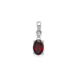Sterling Silver Pendant with Garnet and Diamond Accent, Oval January Birthstone Jewelry for Women