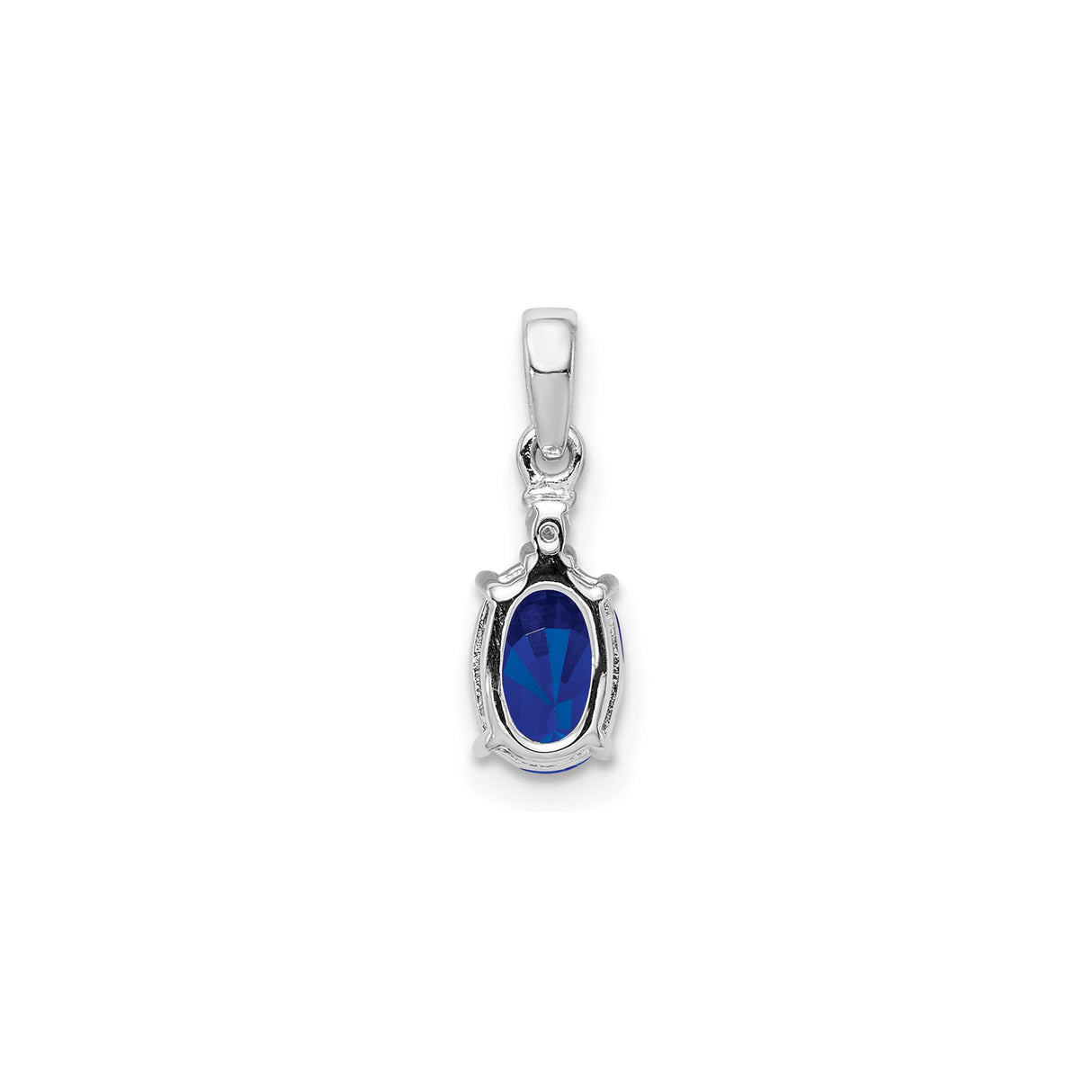 Sterling Silver Pendant with Oval Cut Sapphire and Diamond Accent for Women