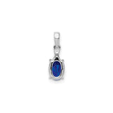 Sterling Silver Pendant with Oval Cut Sapphire and Diamond Accent for Women