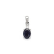 Sterling Silver Pendant with Oval Cut Sapphire and Diamond Accent for Women