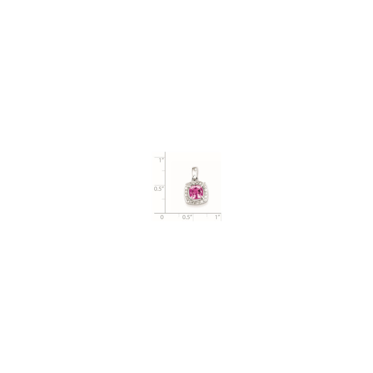 Sterling Silver Pendant with Cushion-Cut Pink Tourmaline and Diamond Halo Design