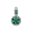 Sterling Silver Pendant with Emerald Cluster, Floral Circle Flower Motif Charm for Women