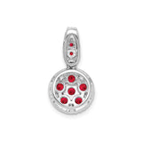 Sterling Silver Pendant with Ruby Cluster Design and Milgrain Detailing