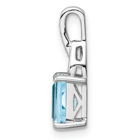 Blue Topaz and Diamond 19x5mm 1.21ct Charm Pendant in Real 925 Sterling Silver