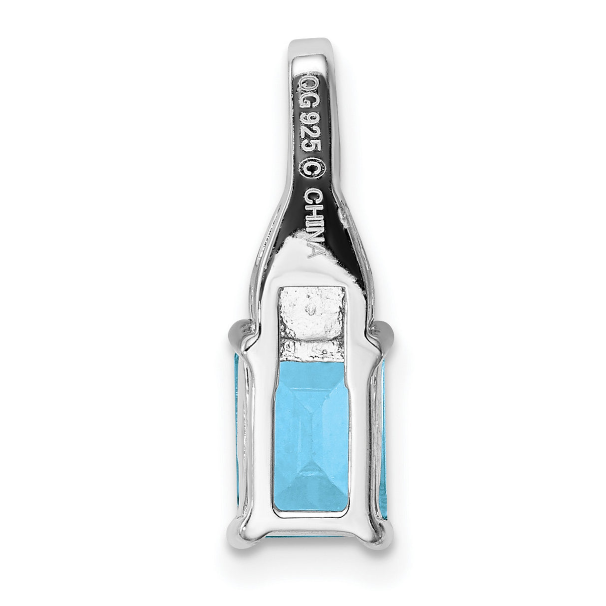 Blue Topaz and Diamond 19x5mm 1.21ct Charm Pendant in Real 925 Sterling Silver