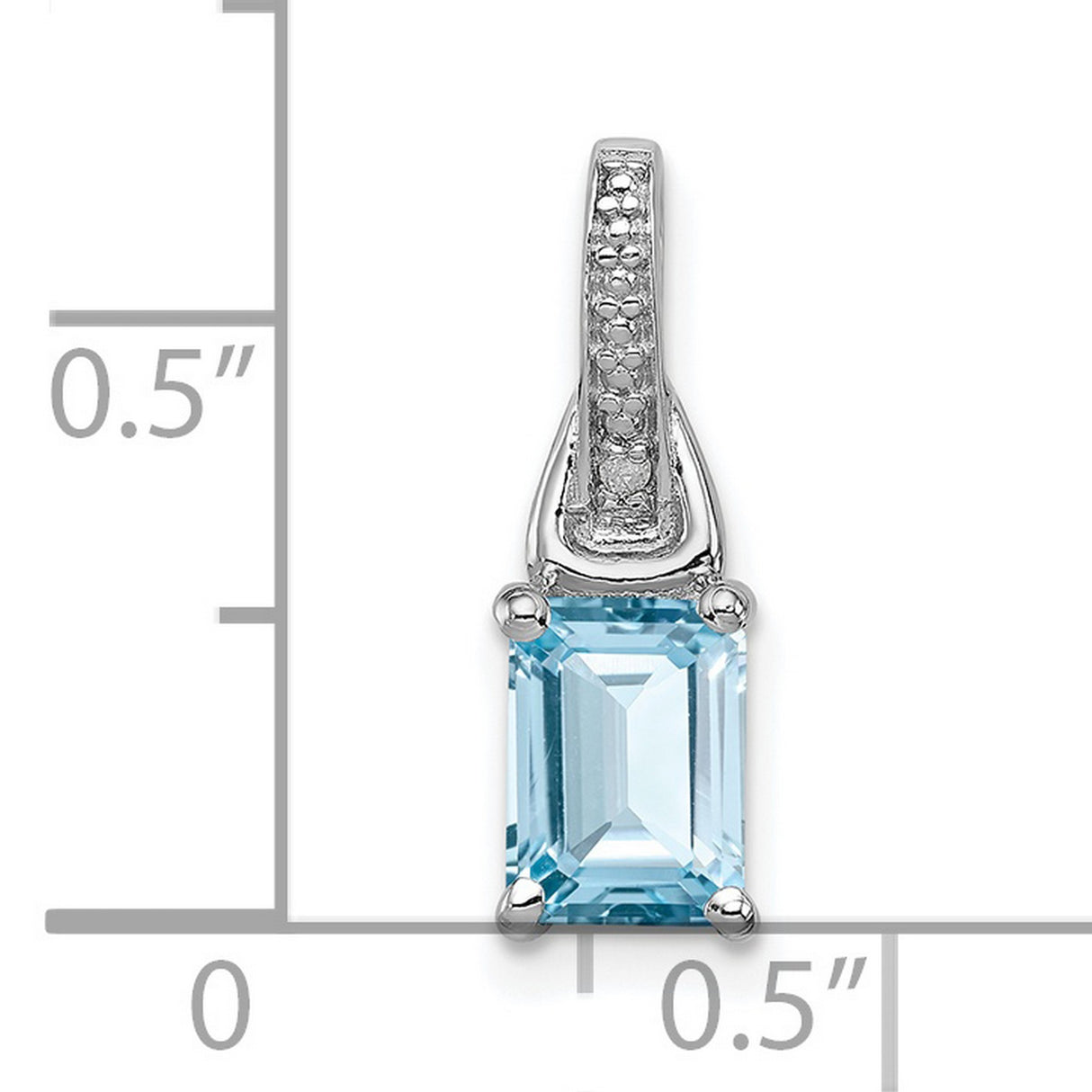 Blue Topaz and Diamond 19x5mm 1.21ct Charm Pendant in Real 925 Sterling Silver