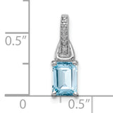 Blue Topaz and Diamond 19x5mm 1.21ct Charm Pendant in Real 925 Sterling Silver