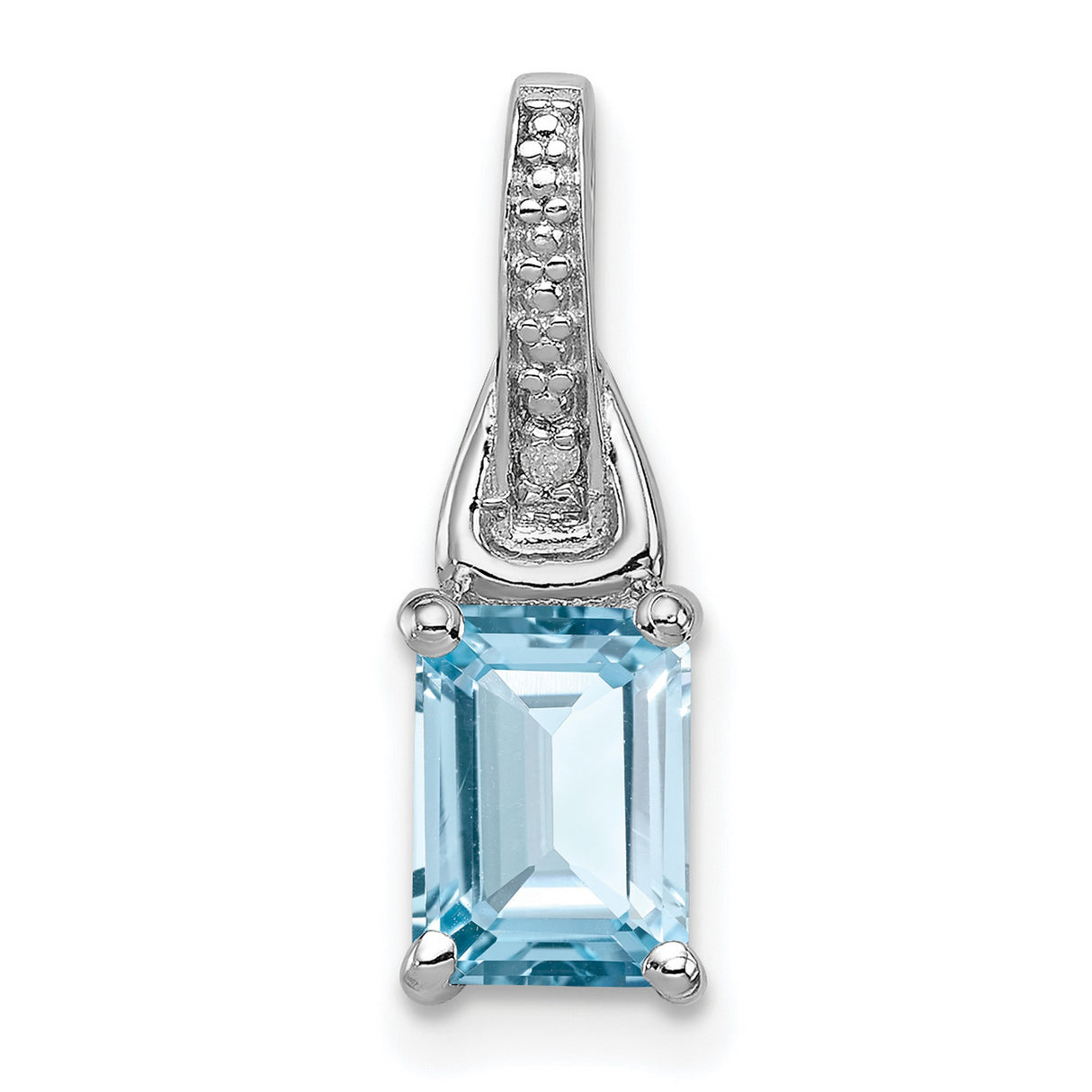 Blue Topaz and Diamond 19x5mm 1.21ct Charm Pendant in Real 925 Sterling Silver